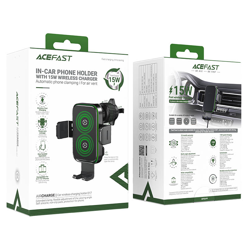 Acefast Fast Wireless Charger Car Mount Holder D17 15W Acefast Fast Wireless Charger Car Mount Holder D17 15W